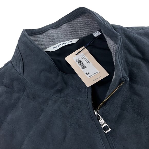 Peter Millar Crown Essex Suede Vest Quilted Jacket Mens XXL Galaxy Gray NWT - Picture 3 of 11